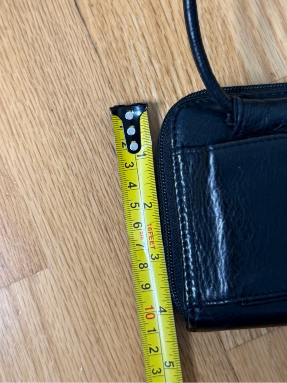 Fossil Black Leather Crossbody Bag Wallet Organizer Purse EUC Zip Solid Black - Picture 6 of 16